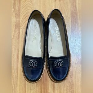 Authentic Chanel Women's Midnight Blue Loafers